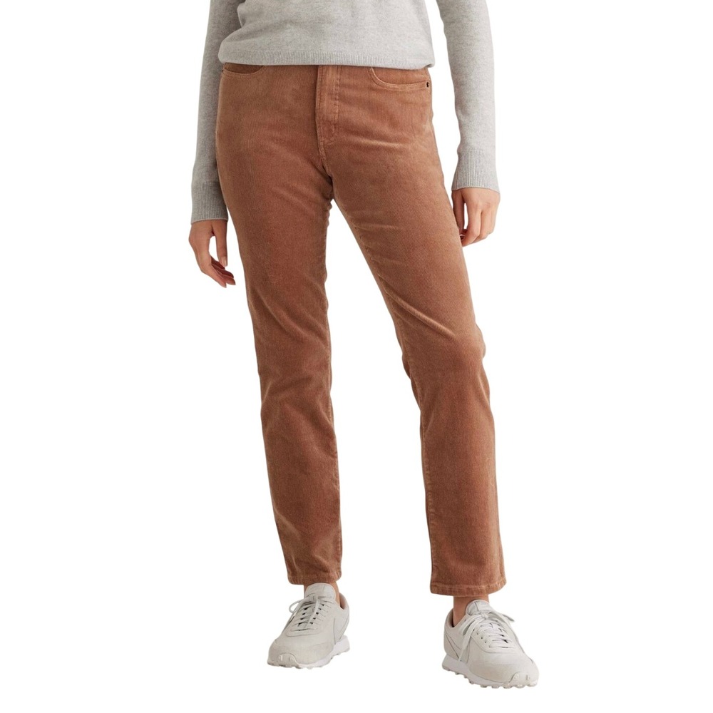 Quince Organic Stretch Corduroy Straight Leg Pants Womens 10 Warm Brown NEW